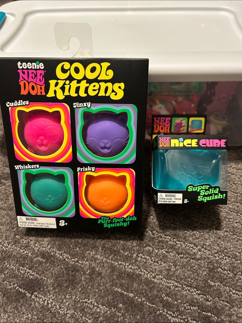 Needoh Teenie Cool Kittens Squishy Toy Set and Needoh Nice Cube Bundle